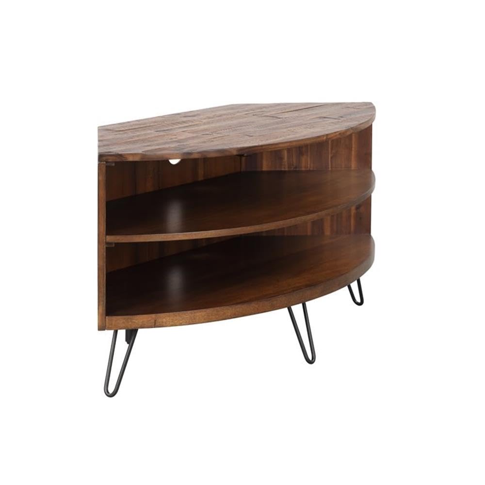 Brown Acacia Wood Corner Media Stand C64727