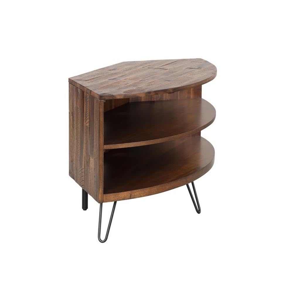 Brown Acacia Wood Corner Media Stand C64727