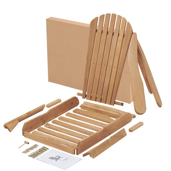 Wooden Folding Adirondack Chair Set of 2 Solid Cedar D416