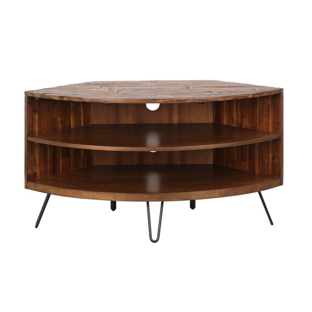 Brown Acacia Wood Corner Media Stand C64727