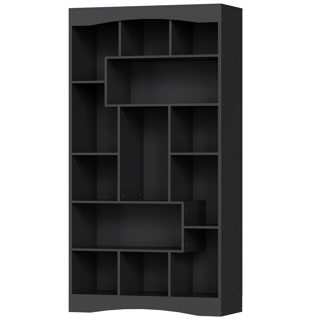 6-Tier Black Bookshelf with Open Shelves T10646
