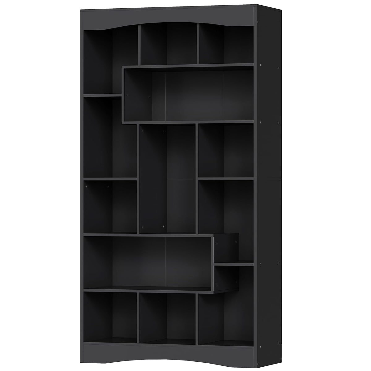 6-Tier Black Bookshelf with Open Shelves T10646