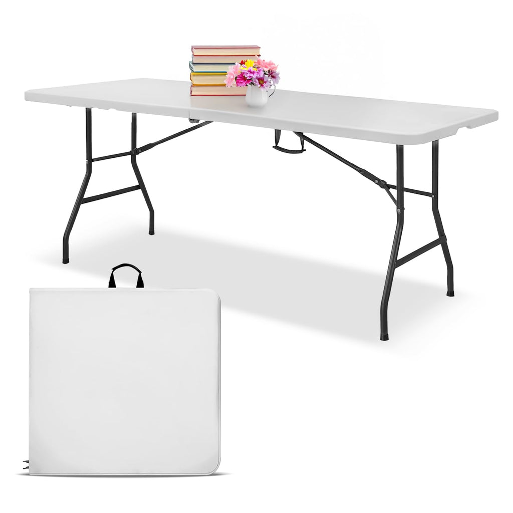 White 6ft Folding Table with Handle M133657