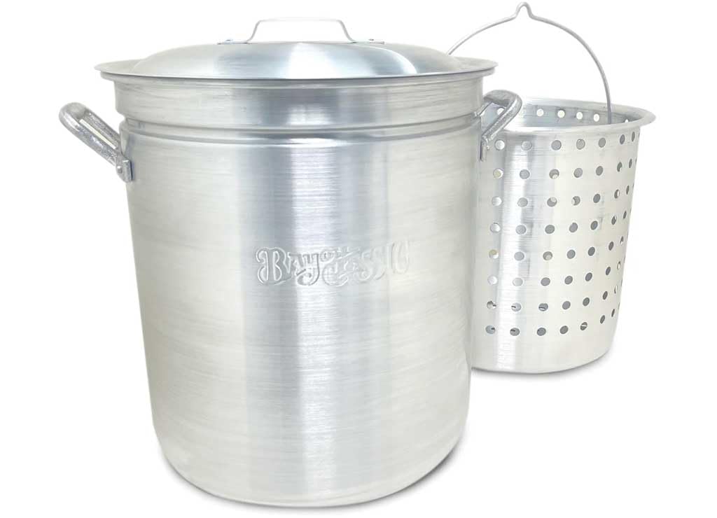 60QT Aluminum Stockpot with Basket S609528