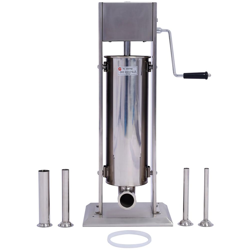 7L Stainless Steel Vertical Sausage Stuffer with 4 Stuffing Tubes V190