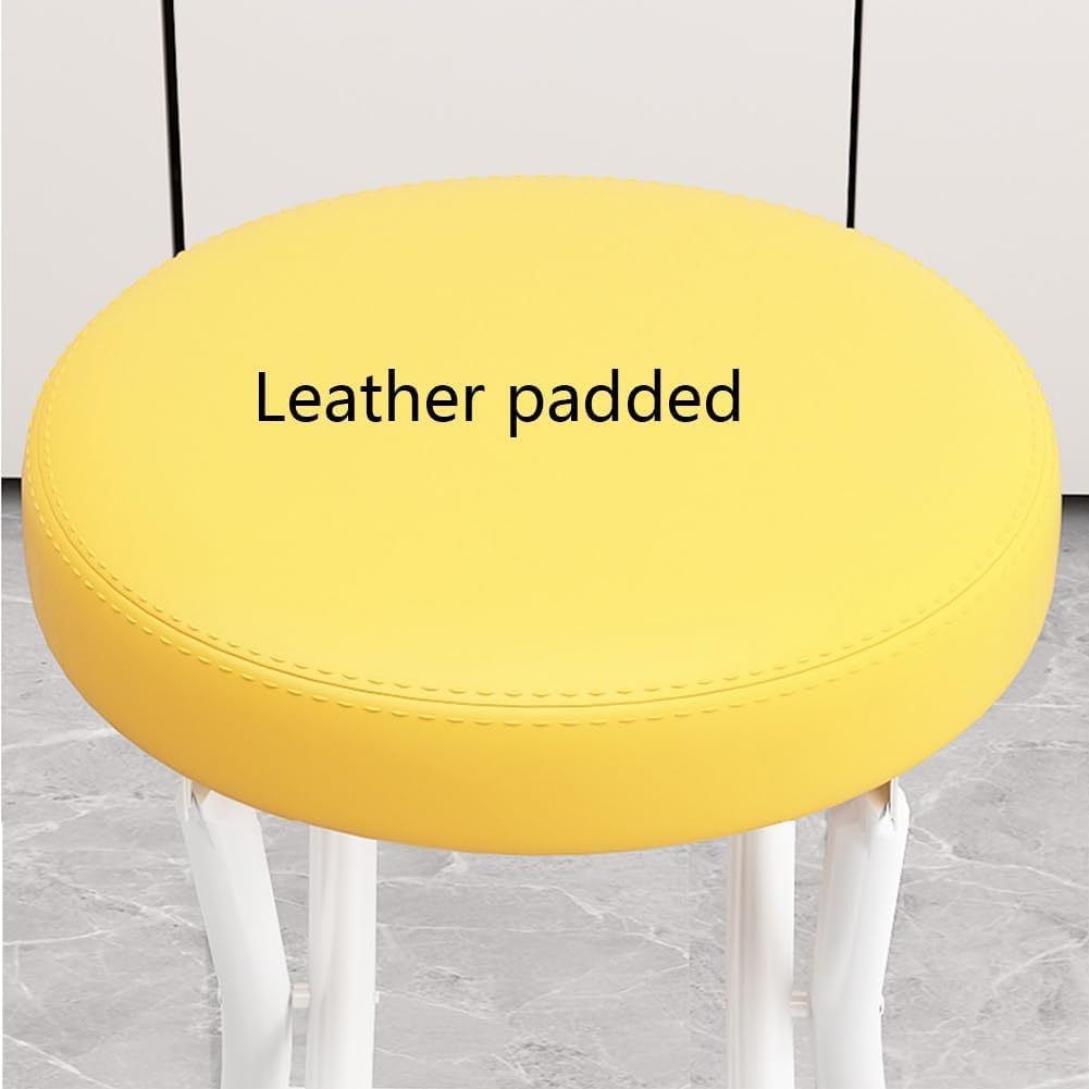 Black Cushioned Leather Portable Folding Stool with Backrest B2783