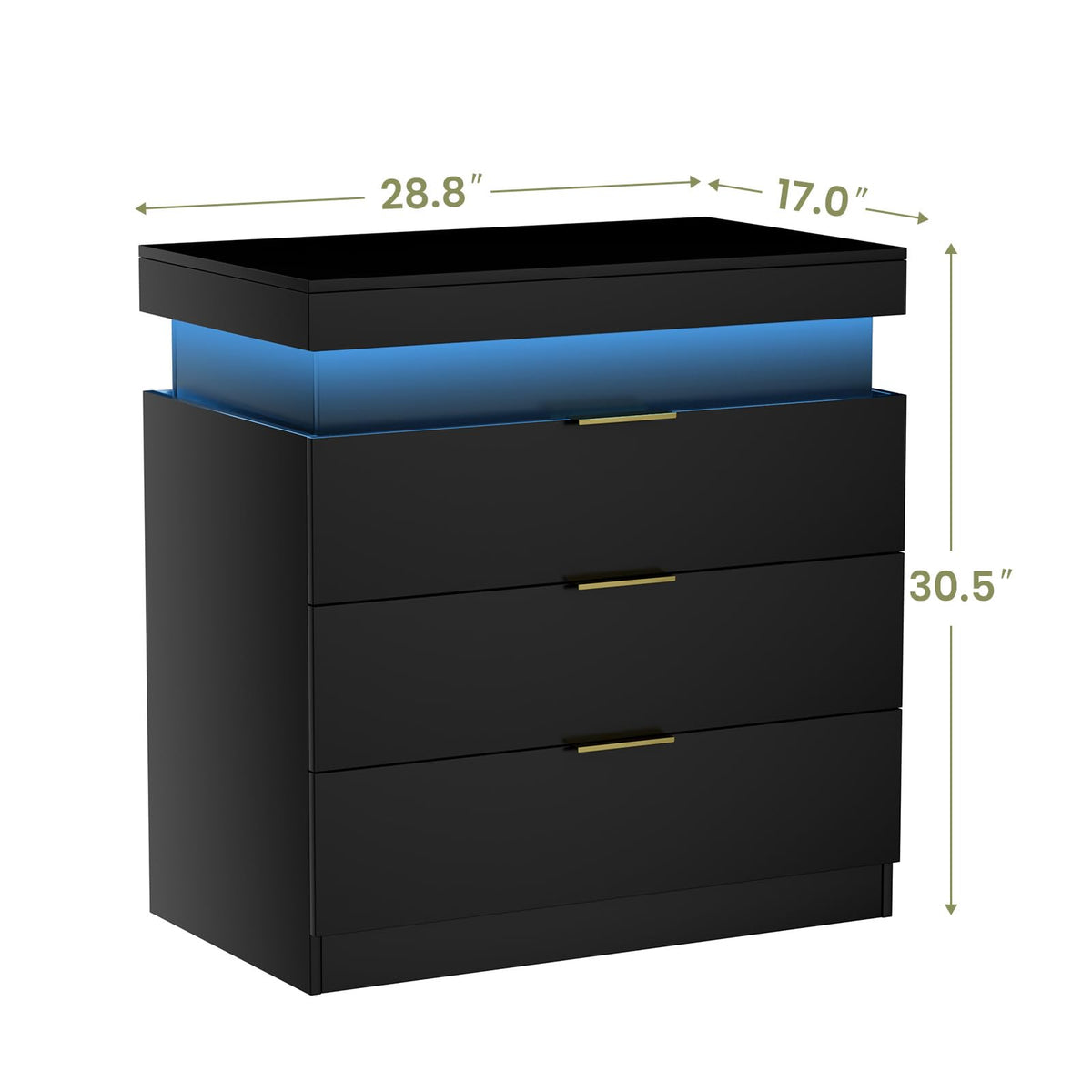 Black Nightstand with Charging Station and LED Lights Q6573