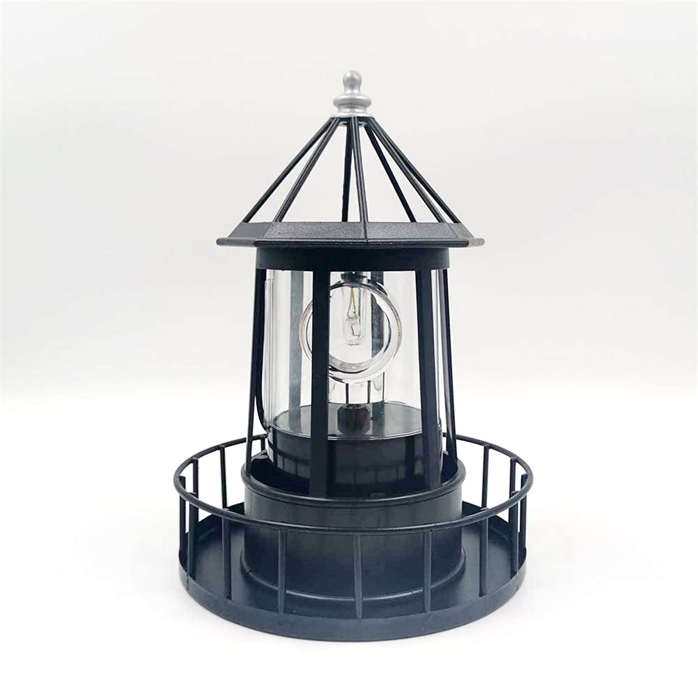 Solar Powered Rotating Lighthouse Light Black Q2683