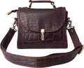 Genuine Leather Crocodile Embossed Crossbody Bag Brown V97401