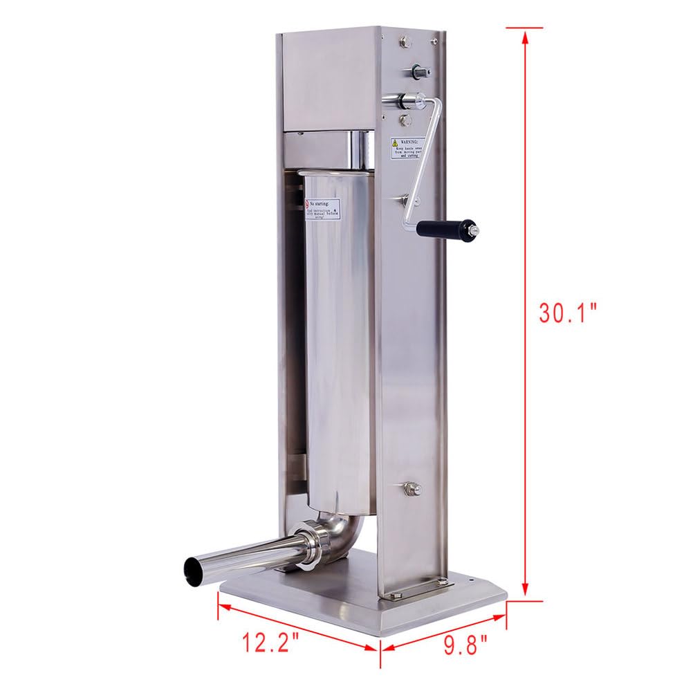 7L Stainless Steel Vertical Sausage Stuffer with 4 Stuffing Tubes V190