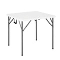 White Plastic Folding Card Table with Carrying Handle K7333