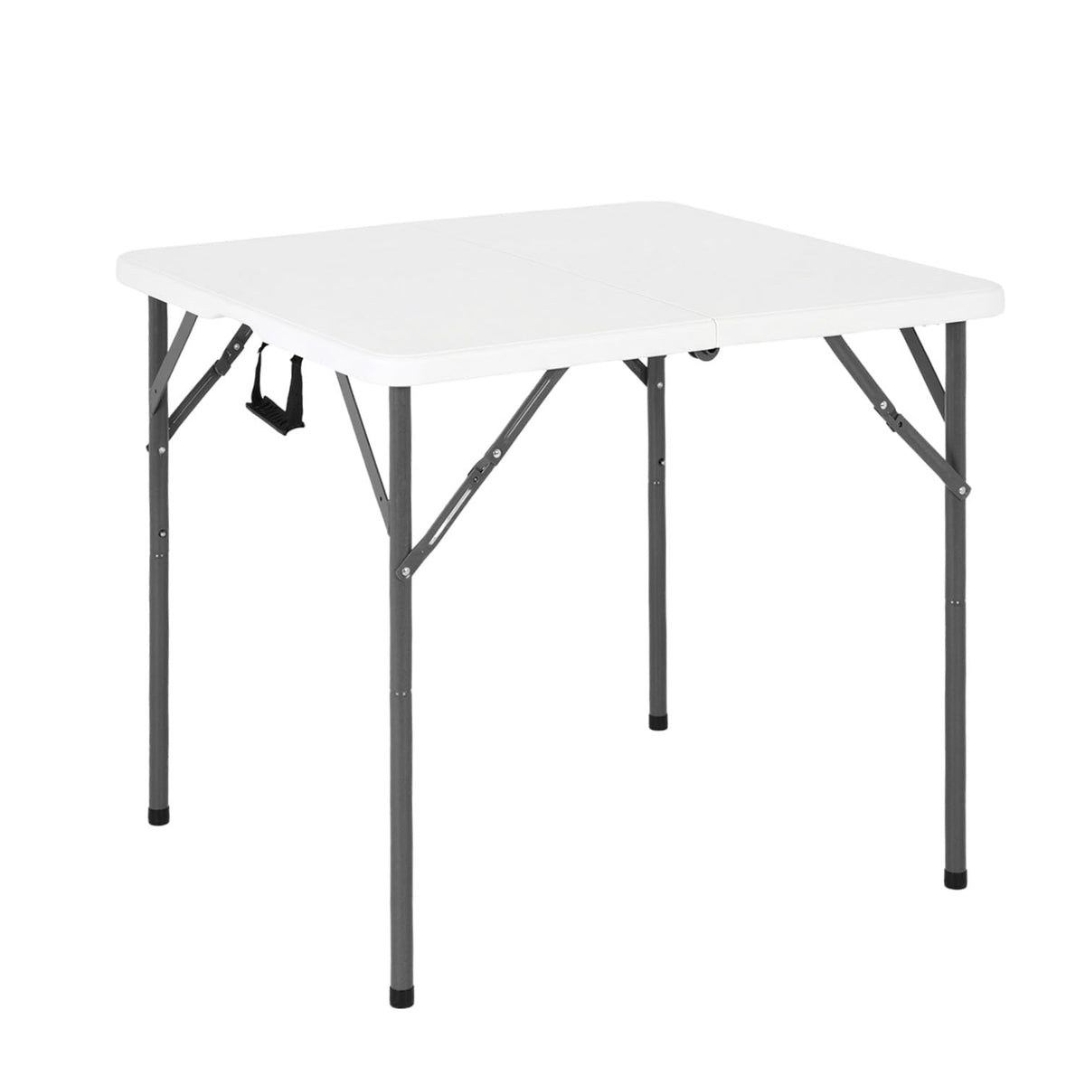 White Plastic Folding Card Table with Carrying Handle K7333