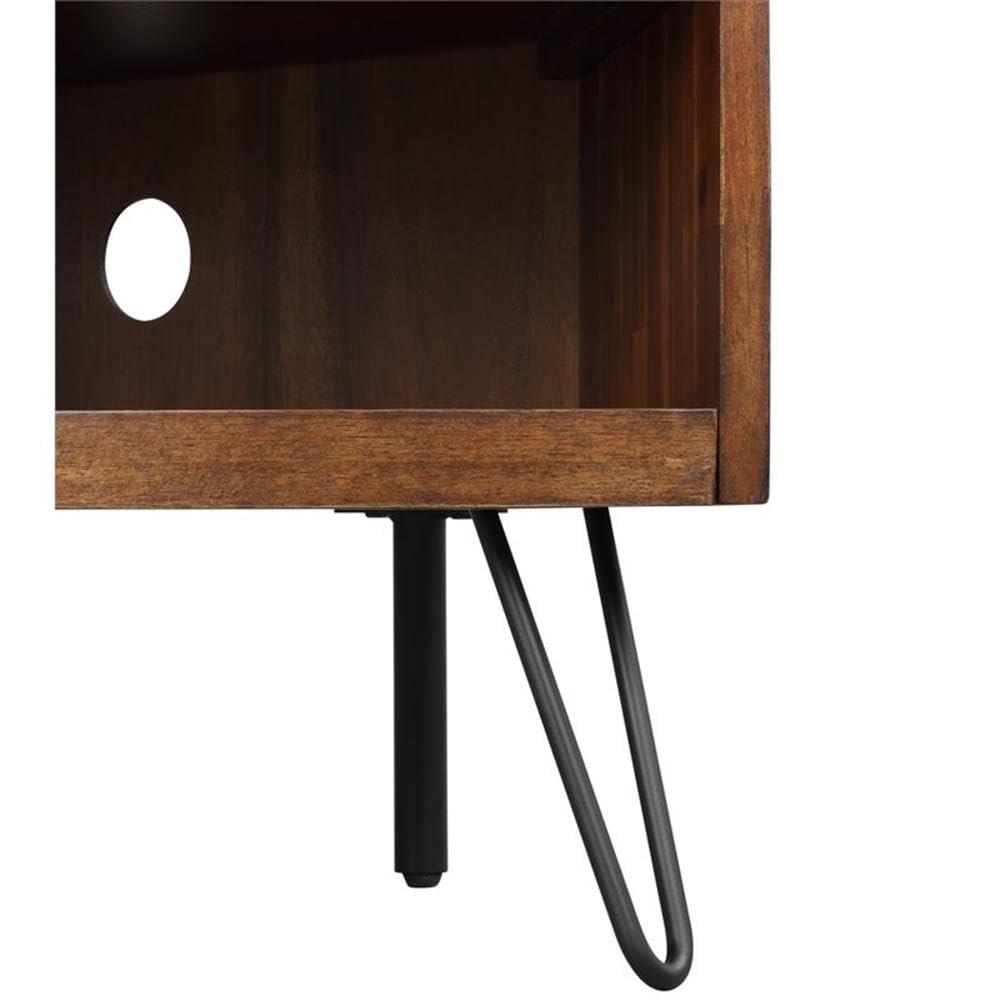 Brown Acacia Wood Corner Media Stand C64727