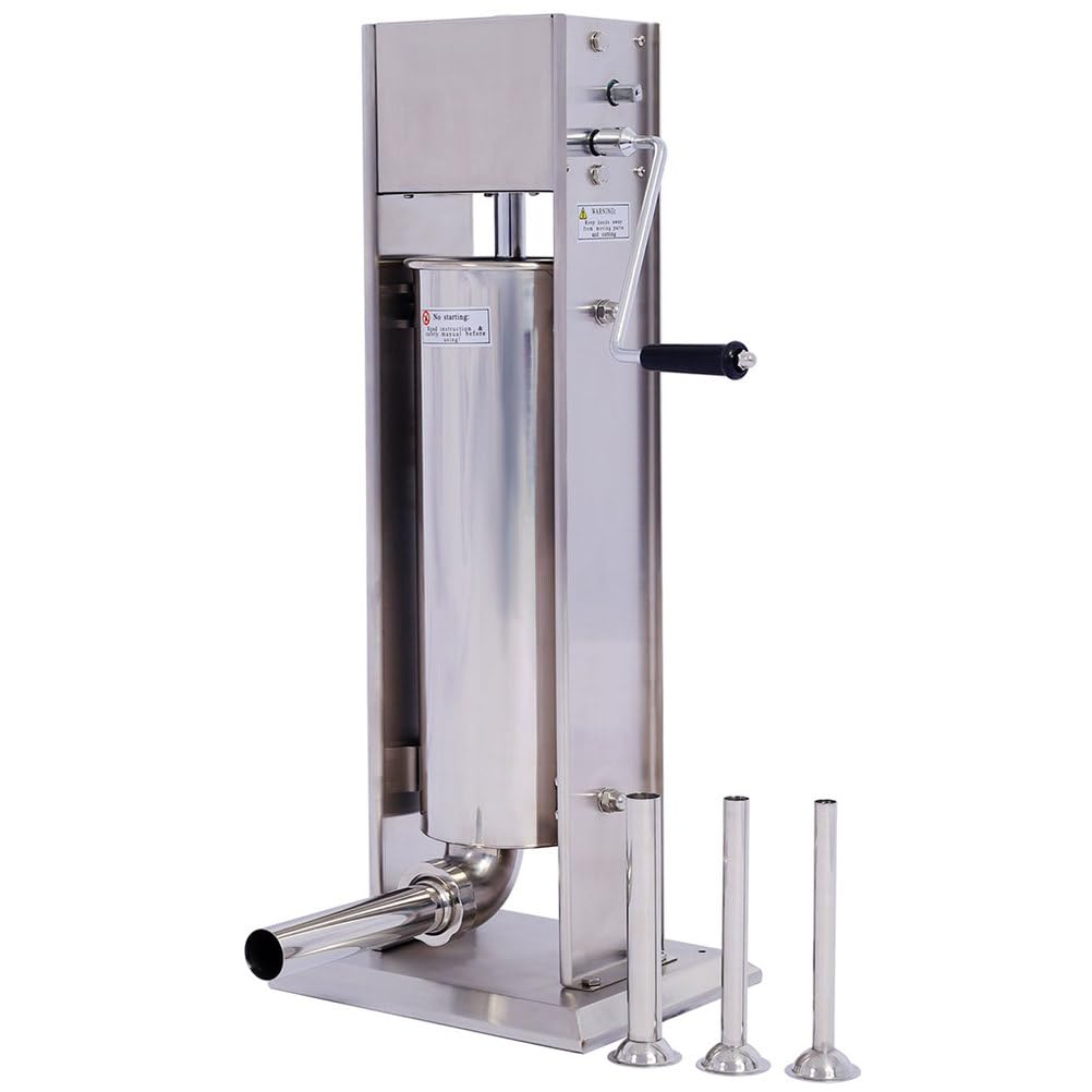 7L Stainless Steel Vertical Sausage Stuffer with 4 Stuffing Tubes V190