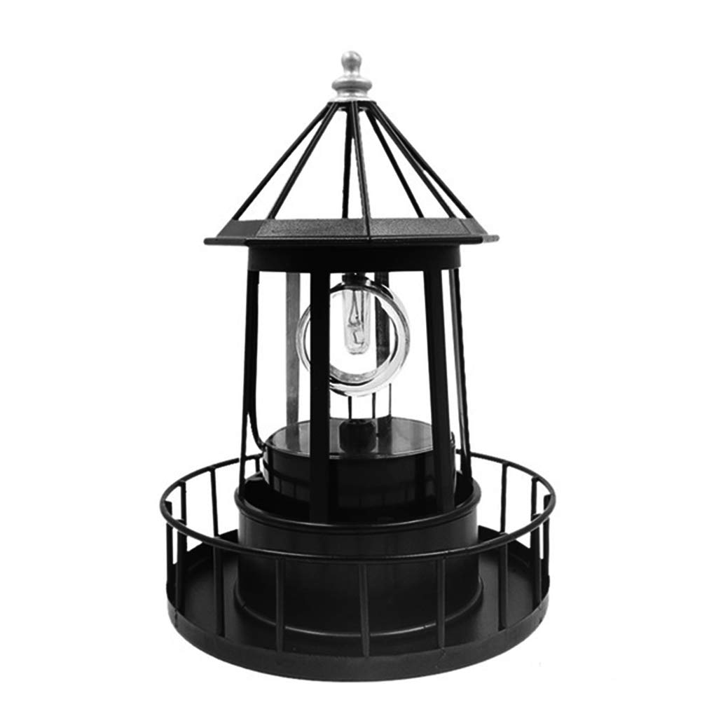 Solar Powered Rotating Lighthouse Light Black Q2683