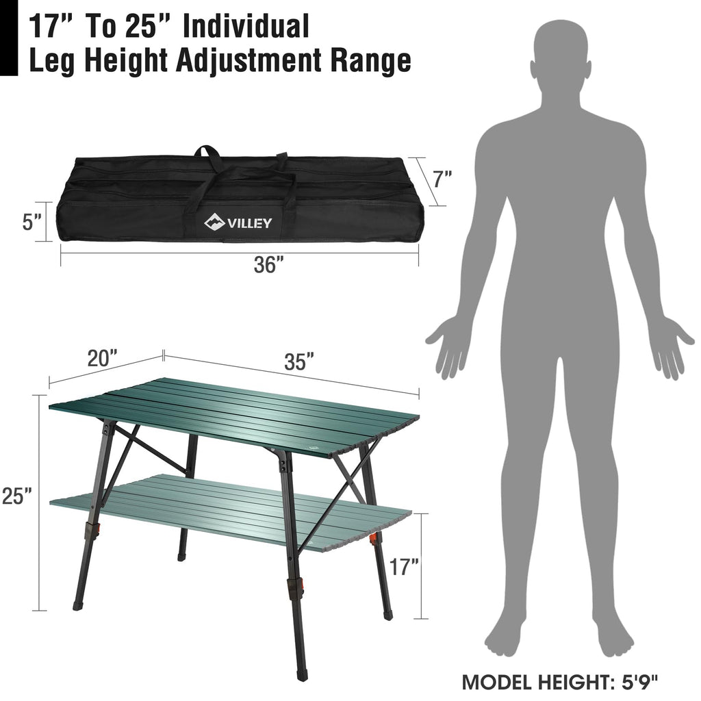 Portable Aluminum Camping Table with Adjustable Legs Z170