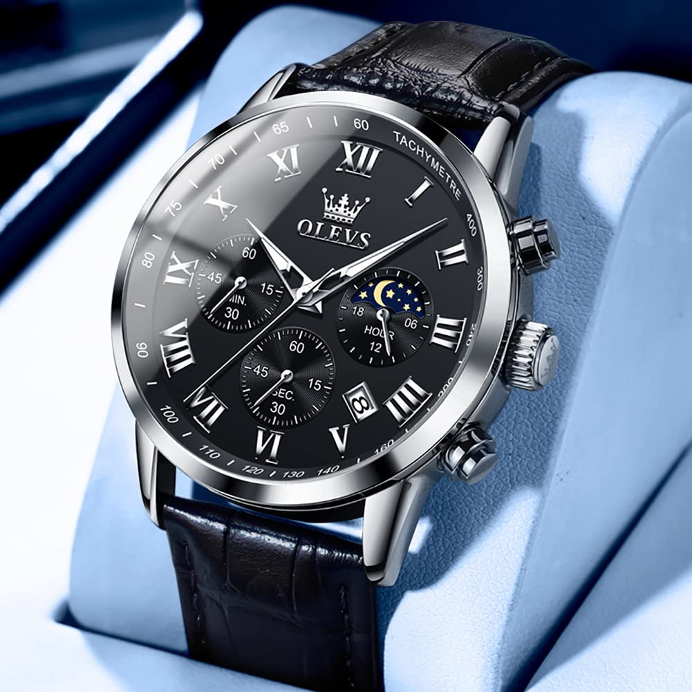Leather Waterproof Classic Round Watch with Date N2049