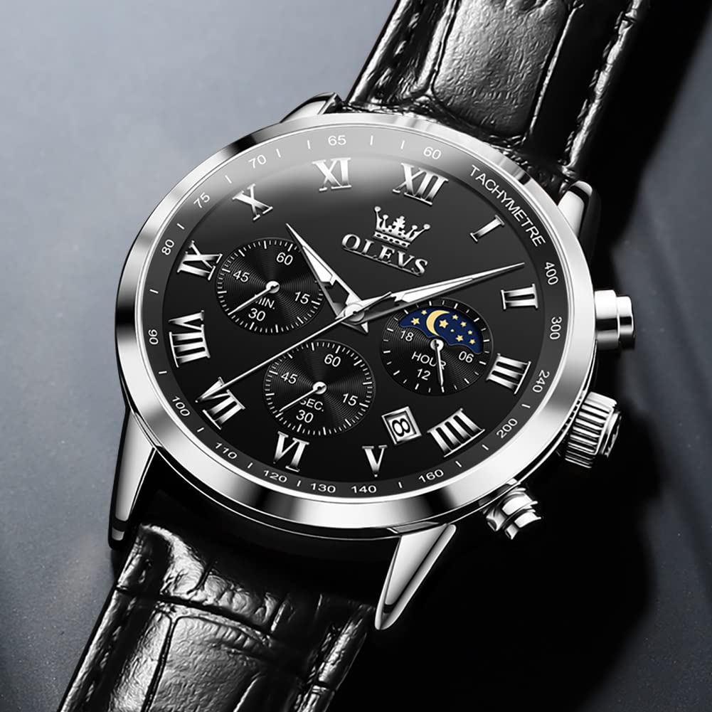 Leather Waterproof Classic Round Watch with Date N2049