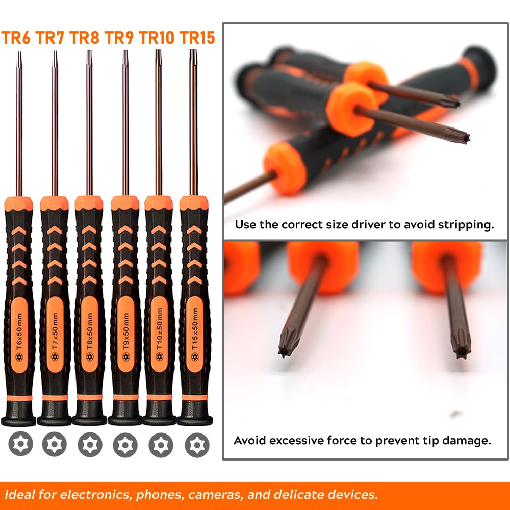 Torx Screwdriver Set of T2-T15, 10-Piece Magnetic Security Screwdrivers L266434