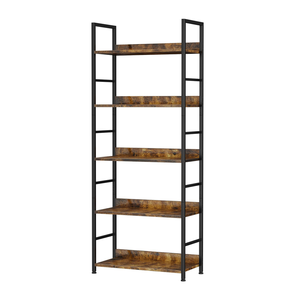5 Tier Wood and Black Metal Bookshelf R87915