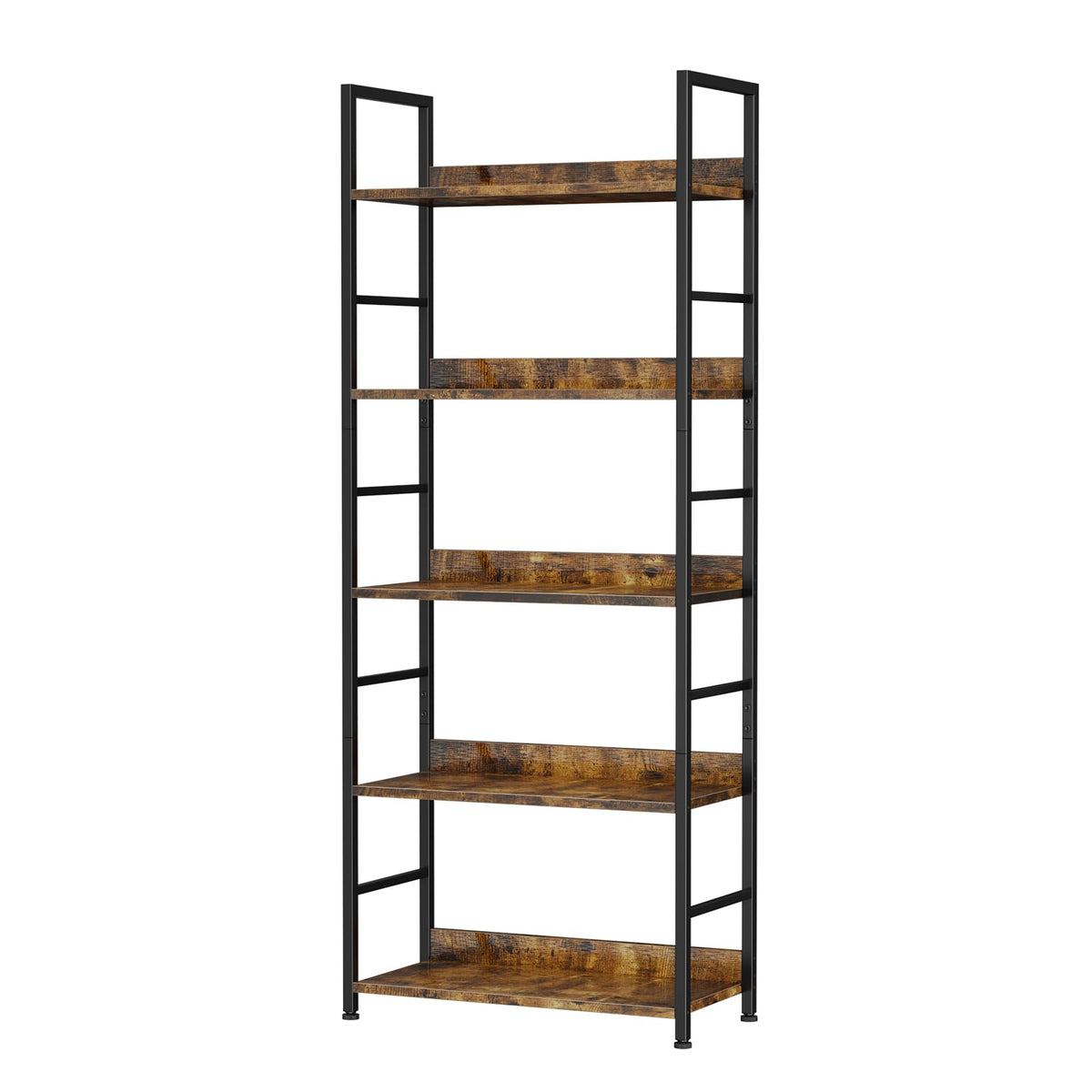 5 Tier Wood and Black Metal Bookshelf R87915
