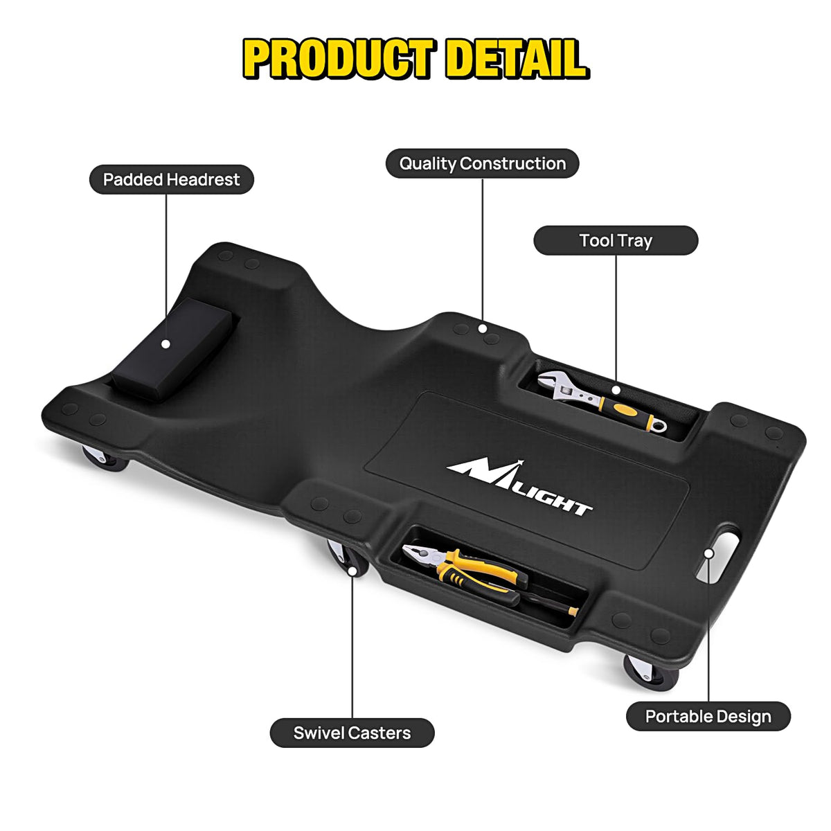40" Mechanic Plastic Creeper with Padded Headrest Y9208