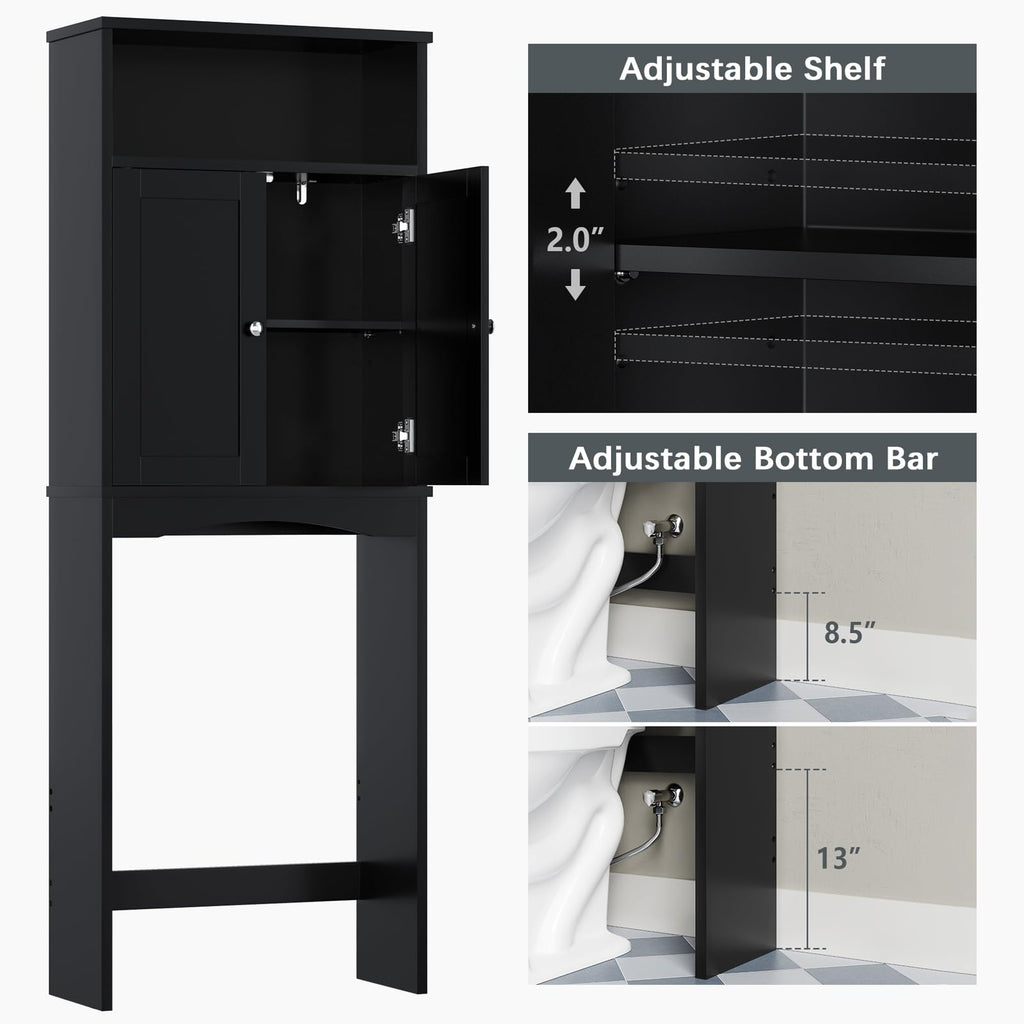 Black Over The Toilet Storage Cabinet O5411