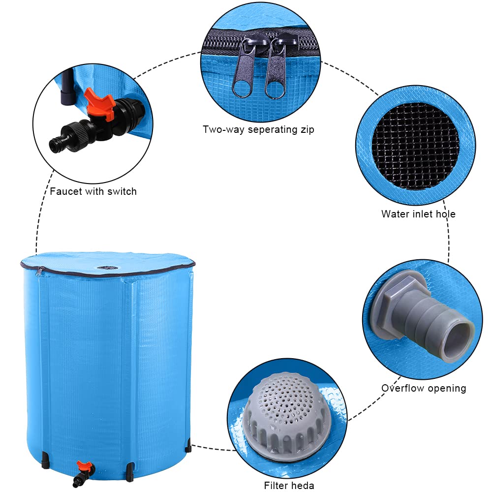 50 Gallon Blue Collapsible Rain Barrel O6292