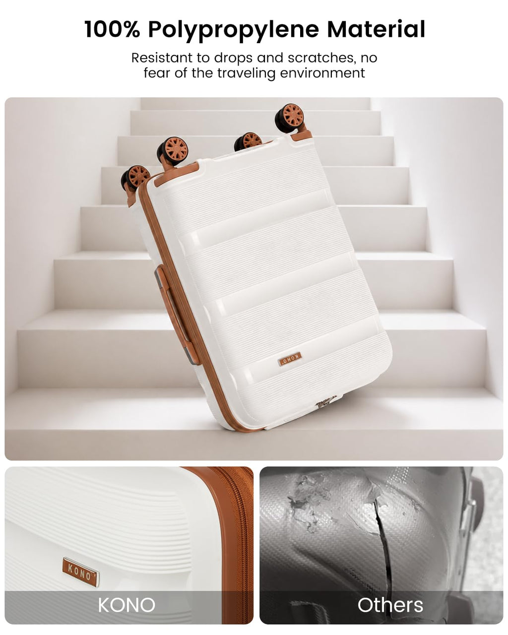 20 Inch Expandable Carry on Luggage White N18404