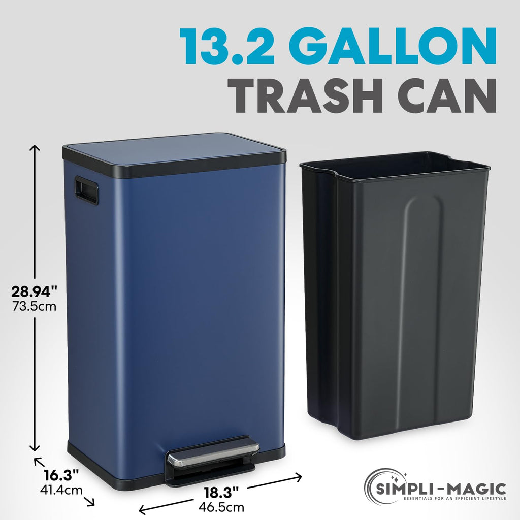 50L Stainless Steel Kitchen Trash Can with Soft-Close Lid K1368