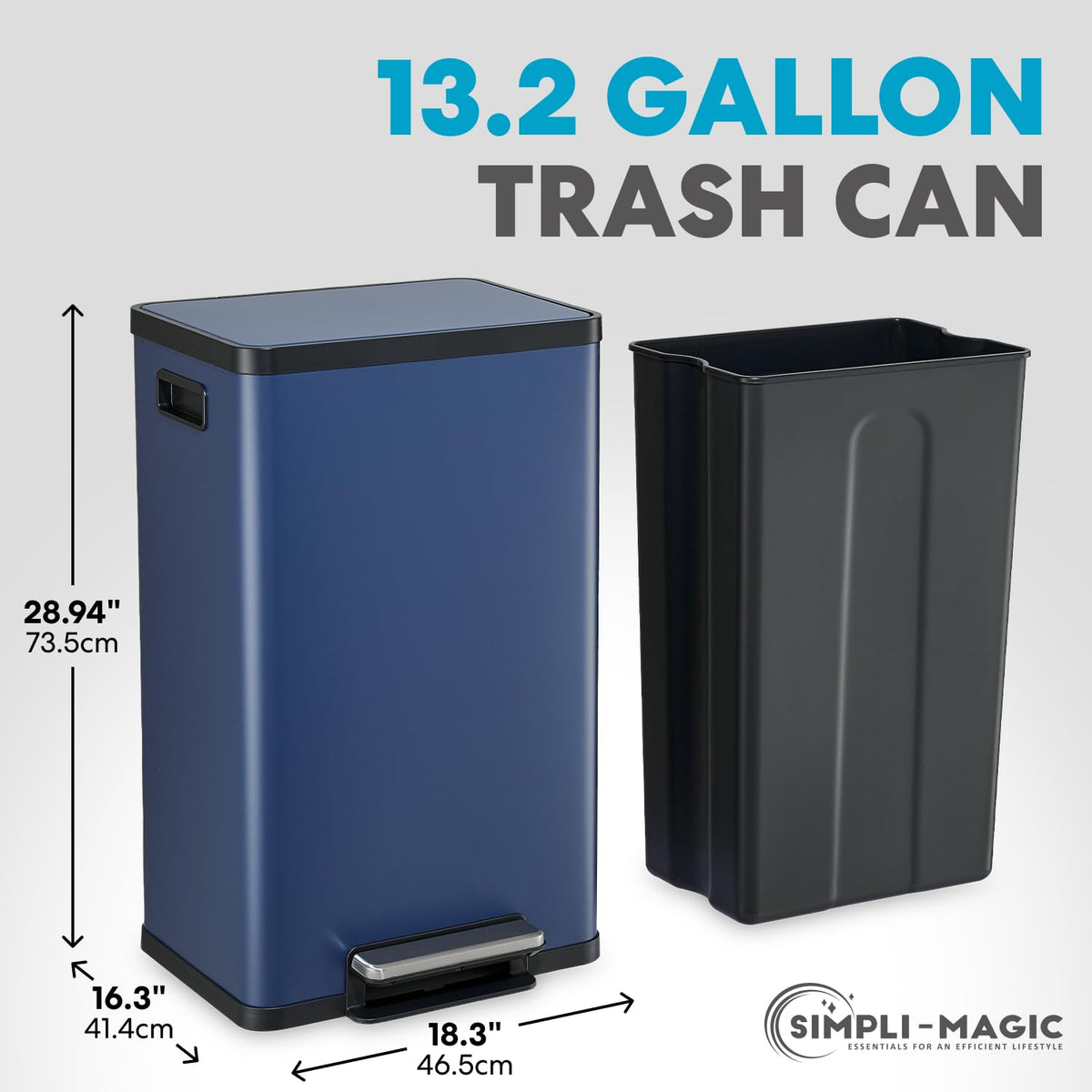 50L Stainless Steel Kitchen Trash Can with Soft-Close Lid K1368