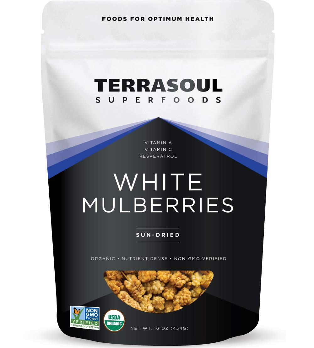 Organic Sun-dried White Mulberries, 2 Lbs (Pack of 2) M6706