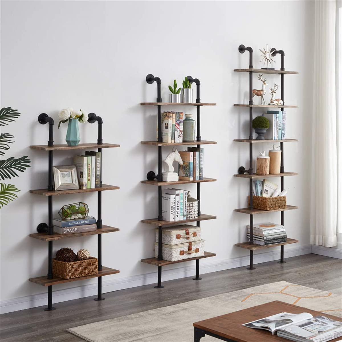 6 Tier Industrial Pipe Bookshelf N7060
