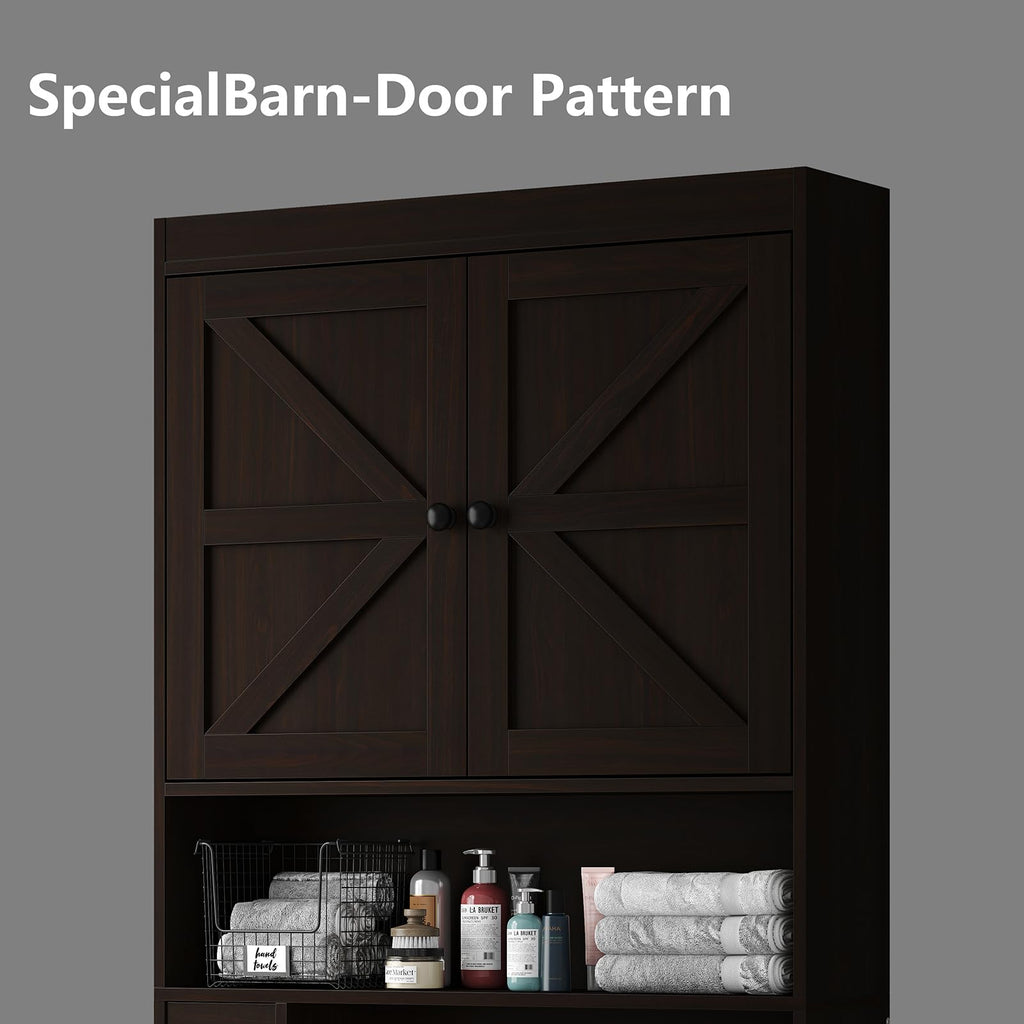 Over The Toilet Storage Cabinet with Barn Doors Y1176