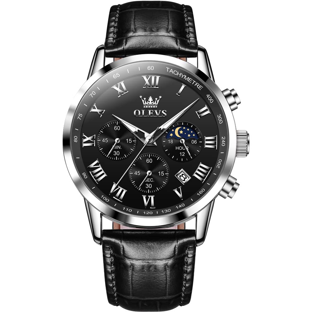 Leather Waterproof Classic Round Watch with Date N2049