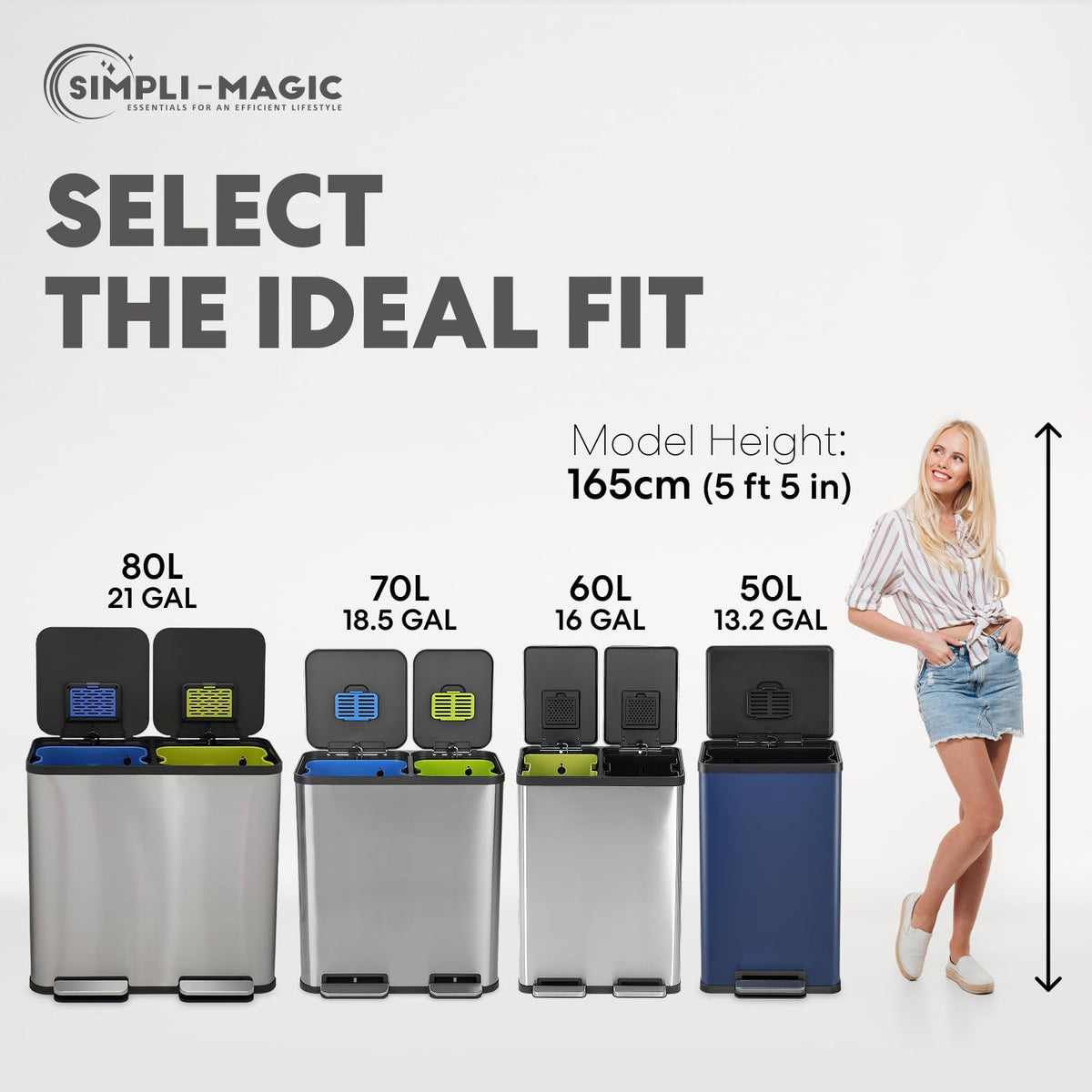 50L Stainless Steel Kitchen Trash Can with Soft-Close Lid K1368