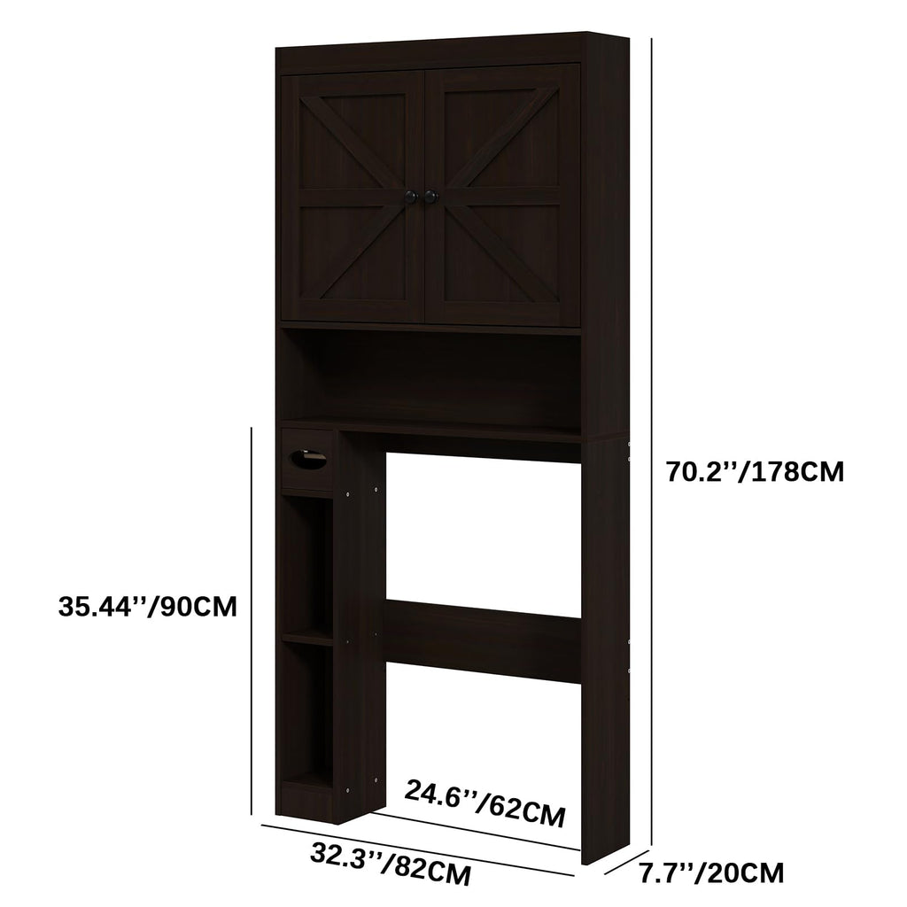 Over The Toilet Storage Cabinet with Barn Doors Y1176