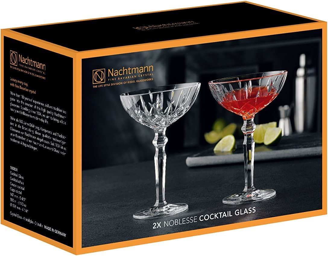 Clear Crystal Cocktail Coupe Glasses, Set of 2 Q58370