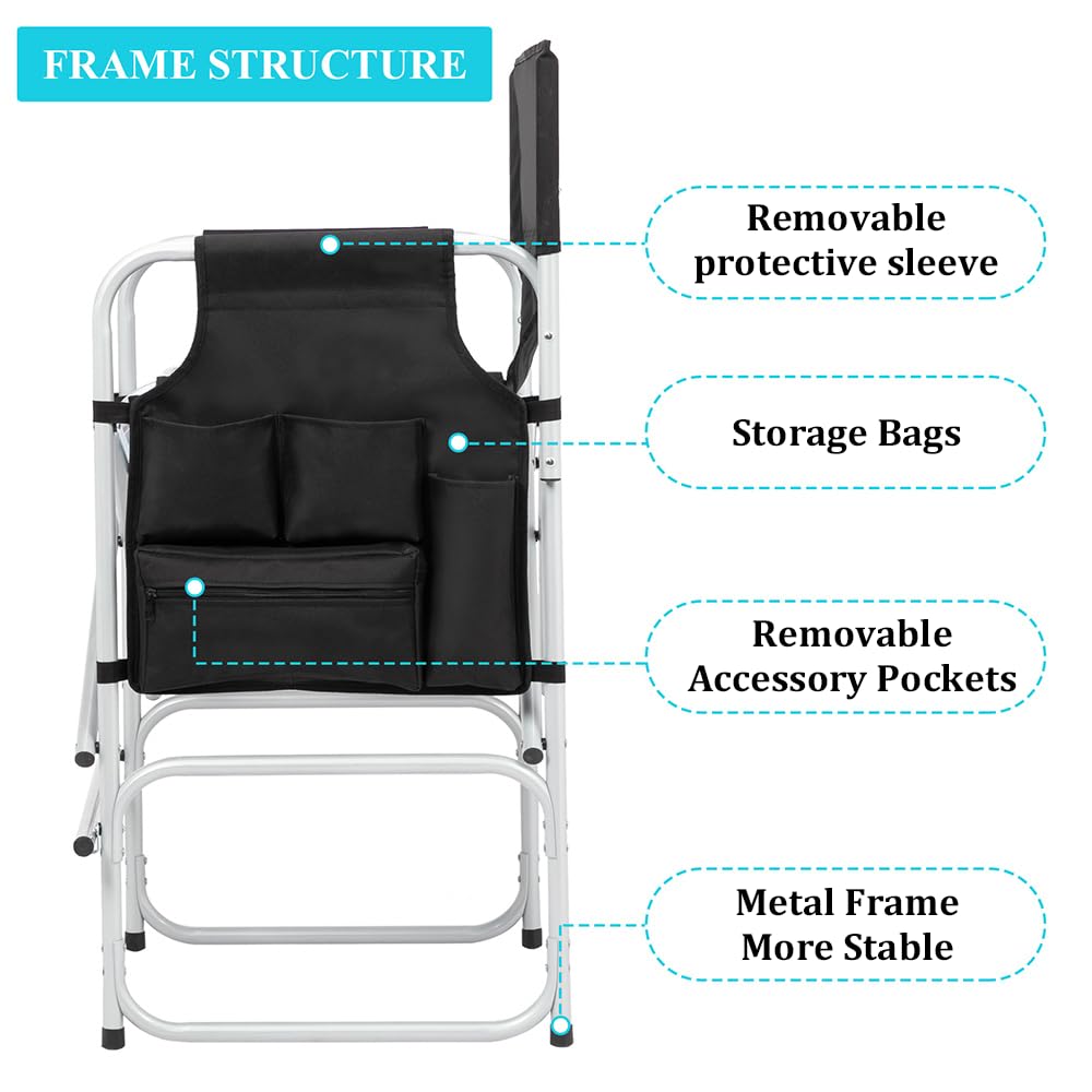 26" Tall Black Folding Directors Chair J36632