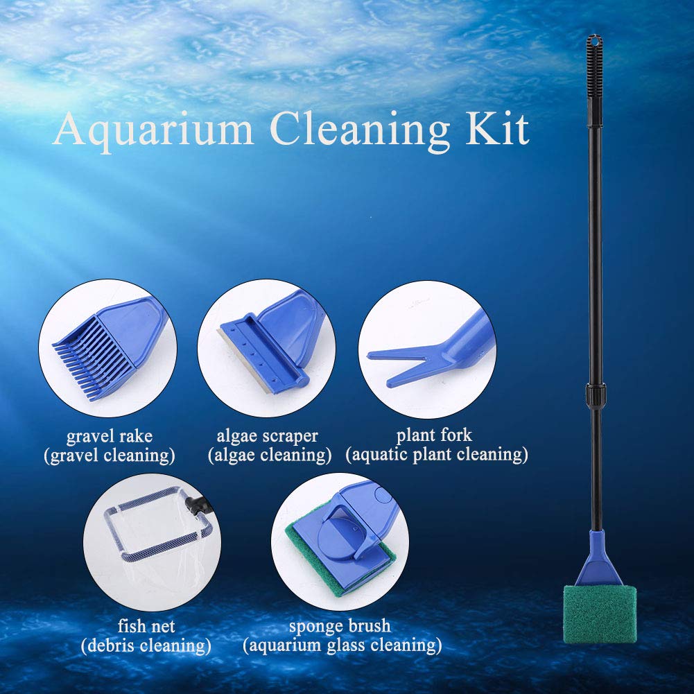 5 in 1 Retractable Aquarium Cleaning Kit with Extendable Handle U9739