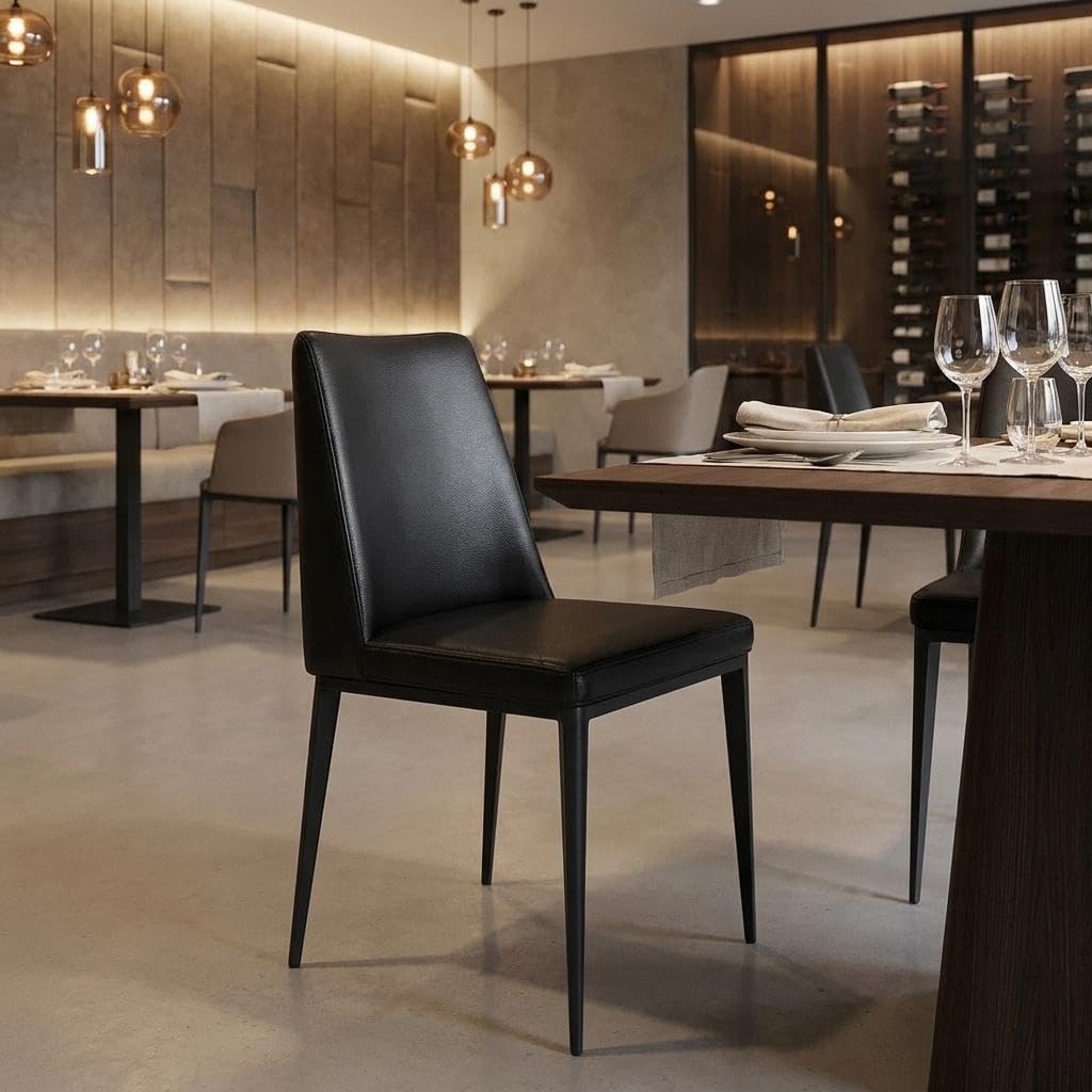 Black Faux Leather Metal Dining Parsons Chair L495689