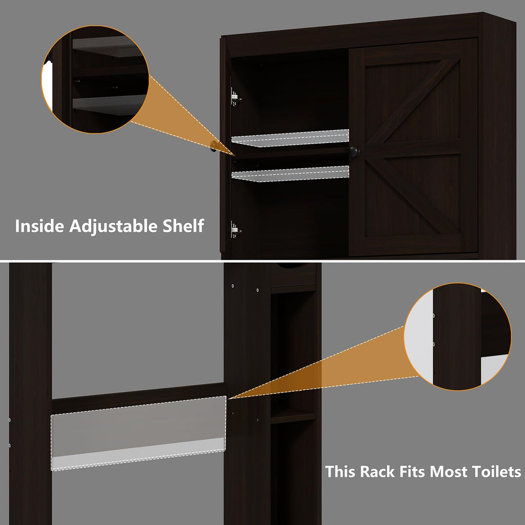 Over The Toilet Storage Cabinet with Barn Doors Y1176