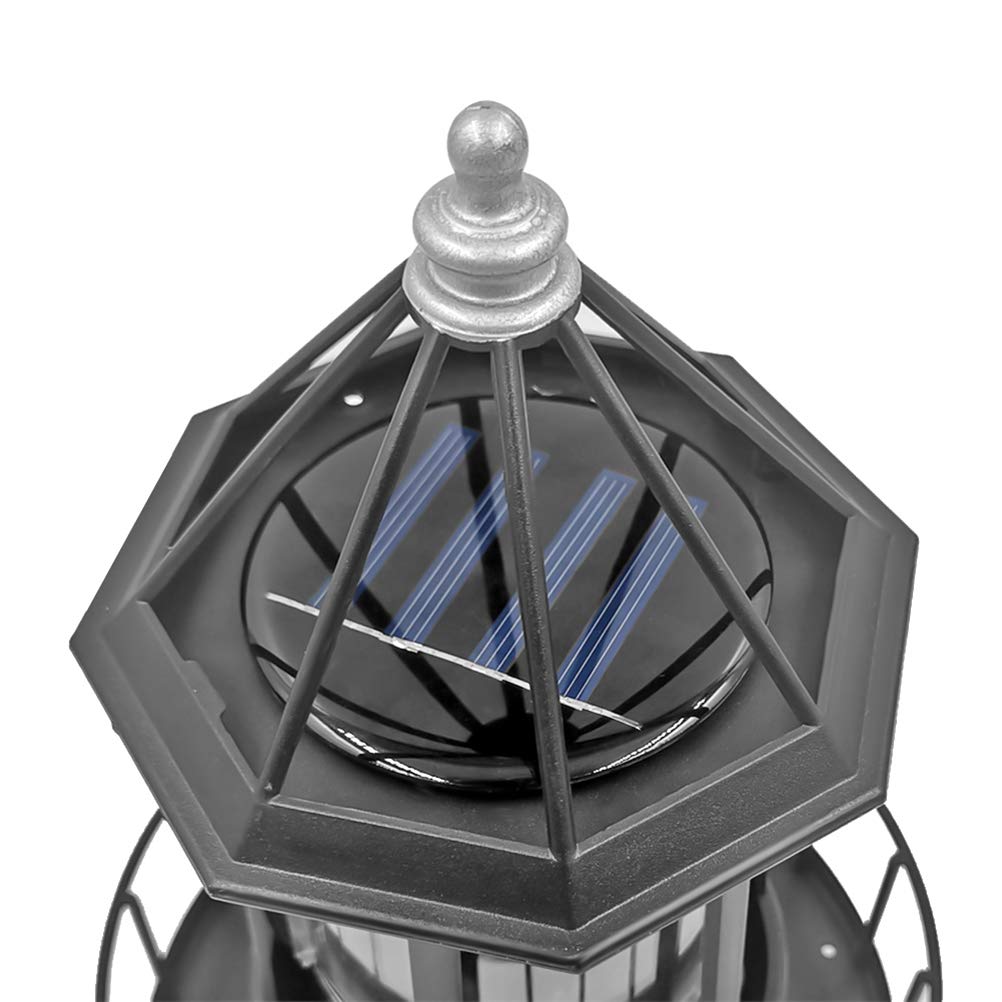 Solar Powered Rotating Lighthouse Light Black Q2683