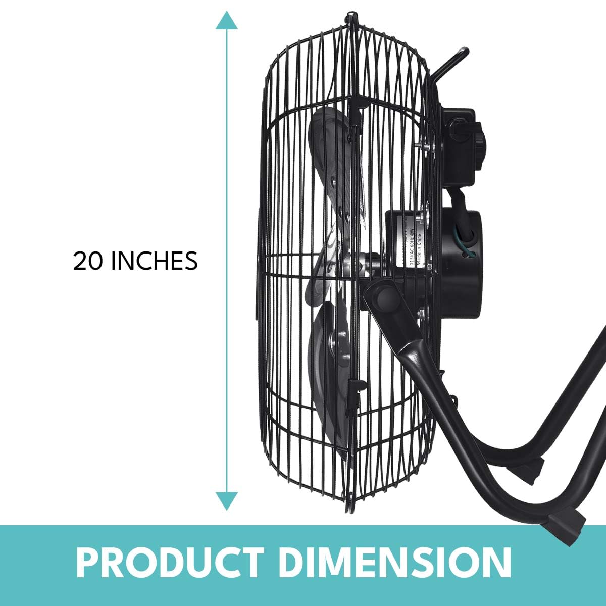 20 in. 3 Speed Metal Floor Fan in Black with Tilting Head N3580
