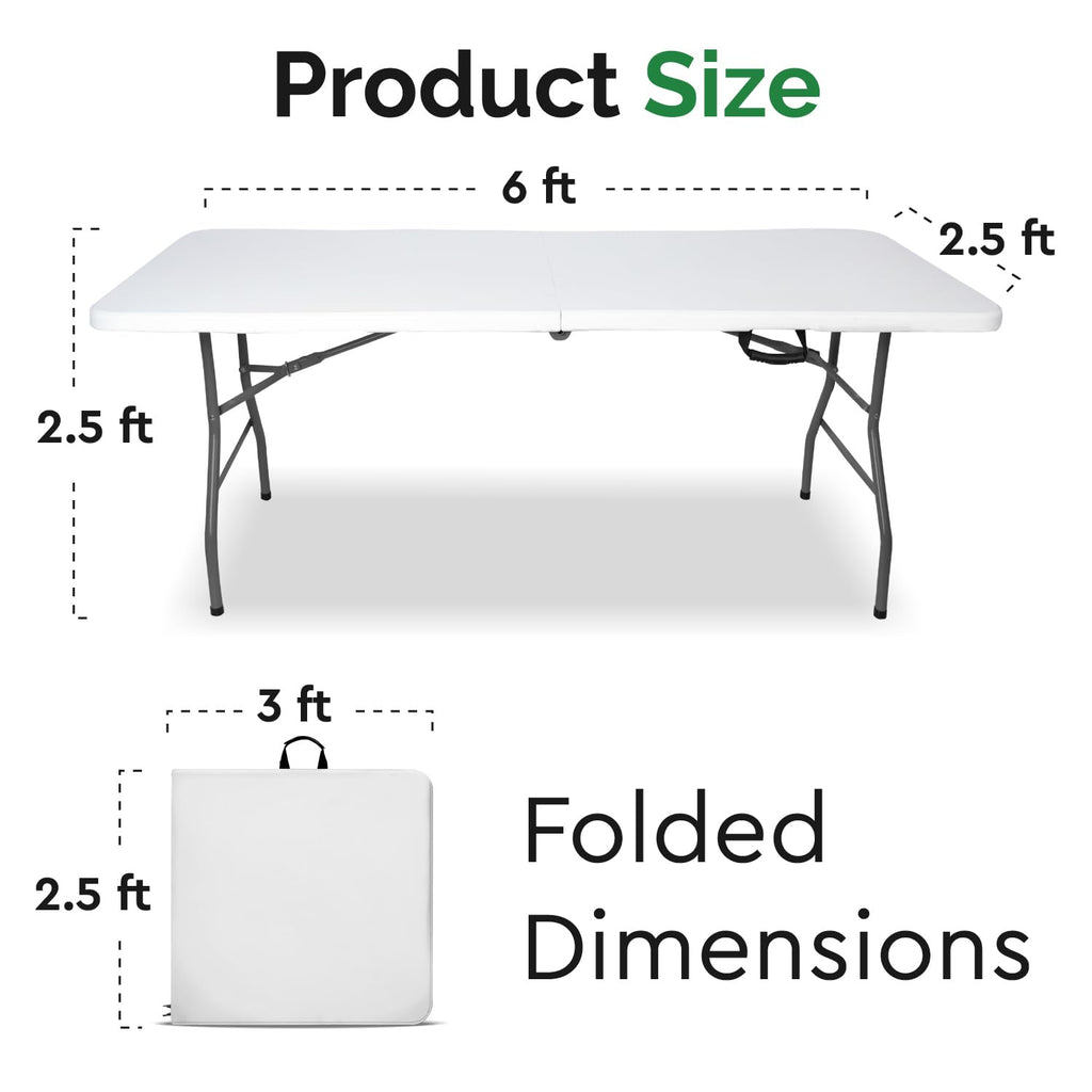 White 6ft Folding Table with Handle M133657