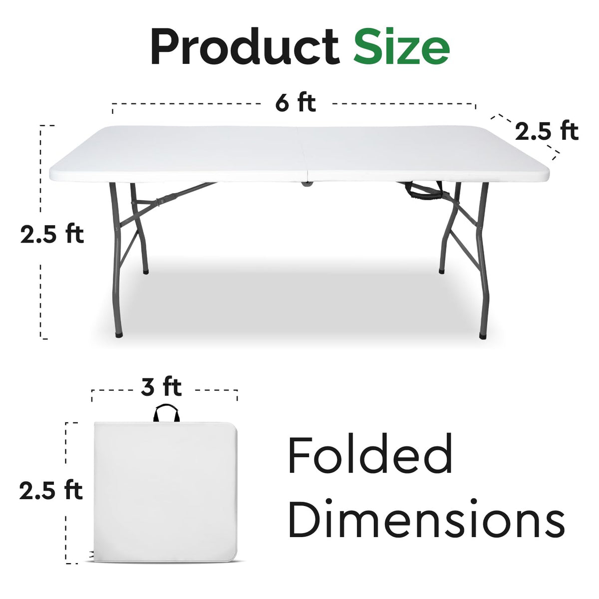 White 6ft Folding Table with Handle M133657