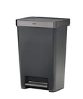 12.4 Gallon Charcoal Step-On Trash Can with Stainless Steel Rim R8856