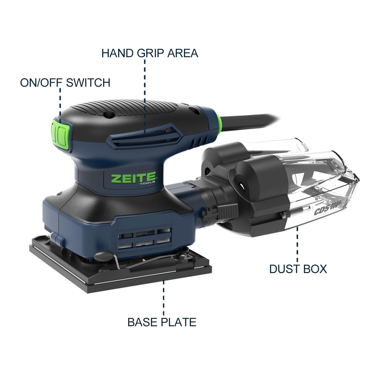 2.4 Amp 1/4 Sheet Electric Palm Sander with 12Pcs Sandpapers D90079