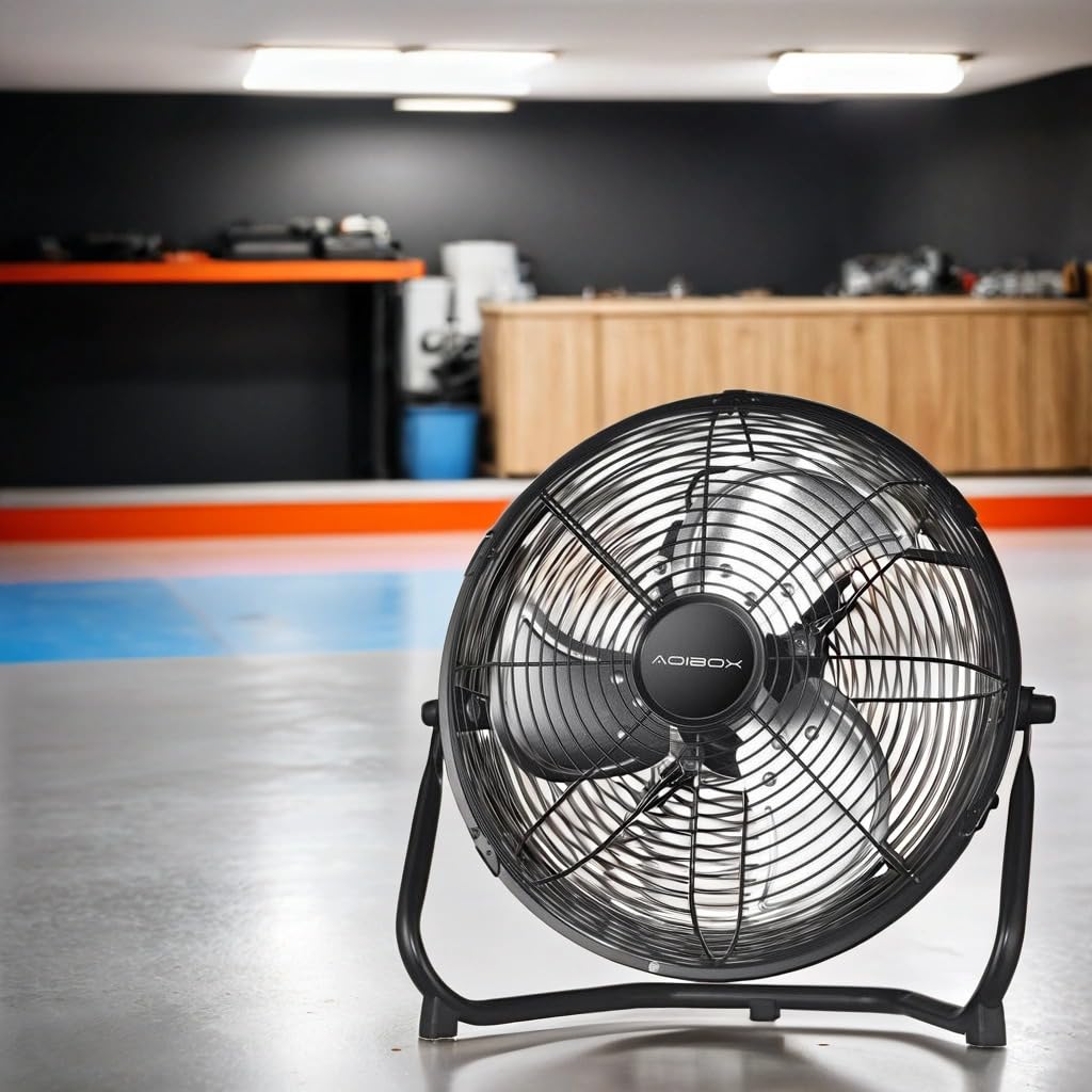 20 in. 3 Speed Metal Floor Fan in Black with Tilting Head N3580