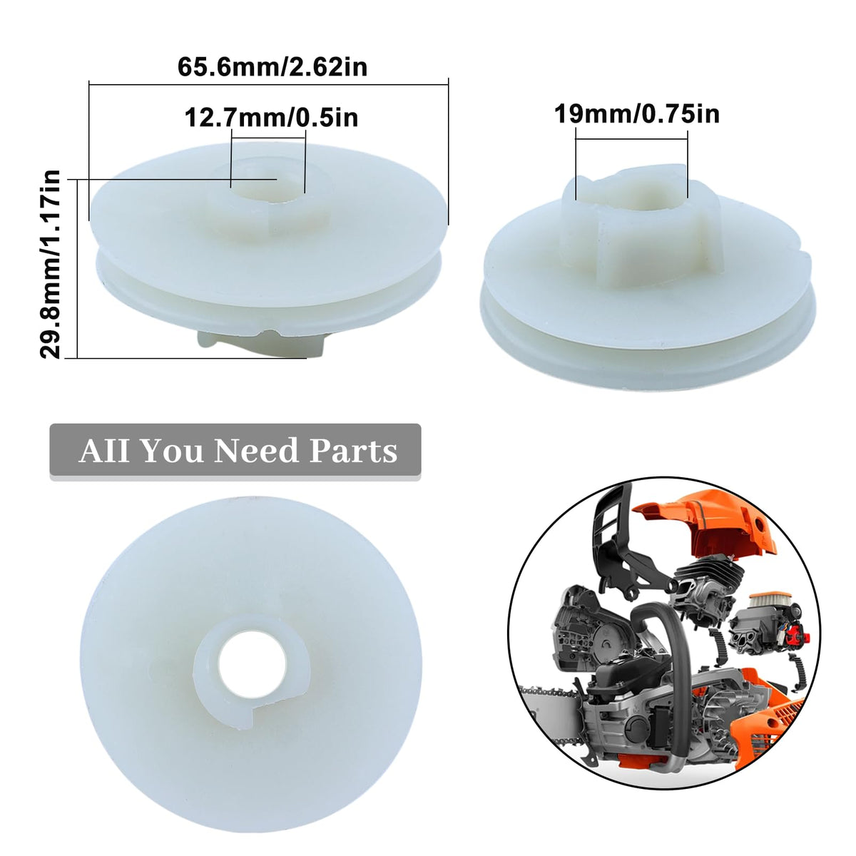 2Pcs Recoil Starter Pulley Chainsaw Replacement Parts E2736